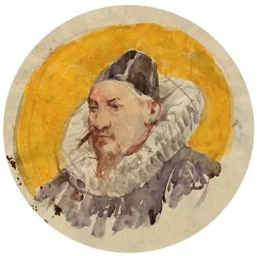 ALBERT ANKER — Studie zu einer Fayence: Porträt eines Mannes mit Halskrause. Verso eine Porträtstudie der Geneviève. — Koller Auktionen
