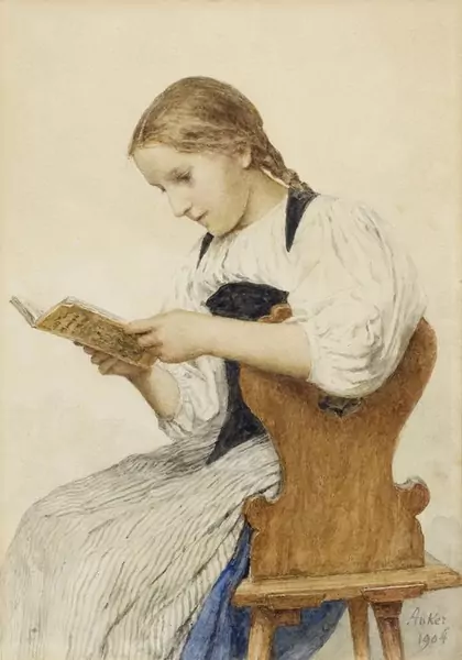 ALBERT ANKER — Lesendes Mädchen in Berner Tracht. 1904. — Koller Auktionen
