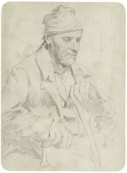 ALBERT ANKER — Bildnis eines sitzenden Mannes mit Mütze, in der Linken einen Stock haltend. — Koller Auktionen