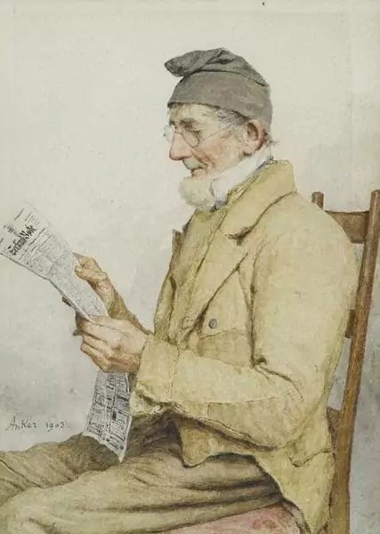 ALBERT ANKER — Portrait eines Mannes beim Zeitunglesen. 1903. — Koller Auktionen