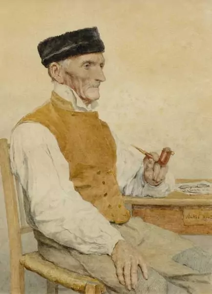ALBERT ANKER — Alter Mann mit Pfeiffe. 1902. — Koller Auktionen