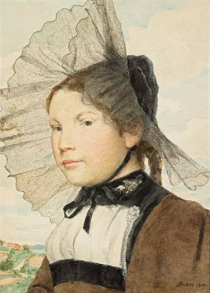 ALBERT ANKER — Mädchen in Bernertracht. 1907. — Koller Auktionen