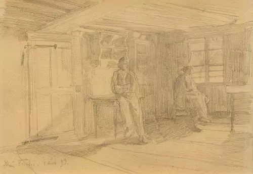 ALBERT ANKER — Bauernstube mit zwei Personen. 1893. — Koller Auktionen