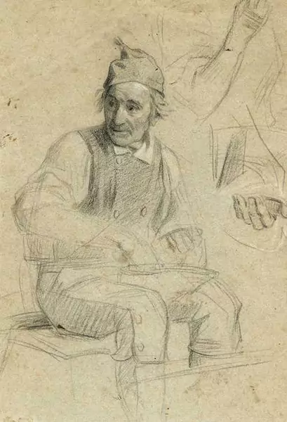 ALBERT ANKER — Sitzender Mann bei der Ausübung eines Handwerks sowie weitere Arm- und Handstudie. — Koller Auktionen