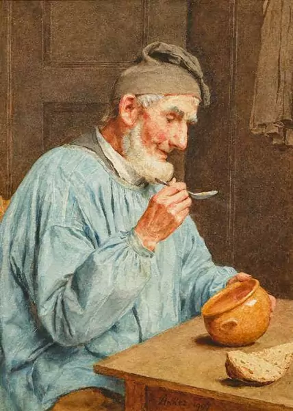 ALBERT ANKER — Peasant eating soup. 1907. — Koller Auktionen