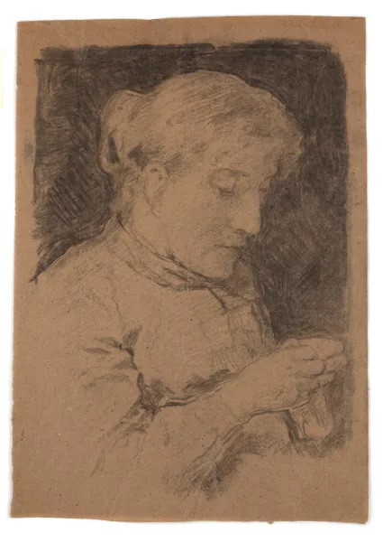 Albert Anker — Femme à l'ouvrage,