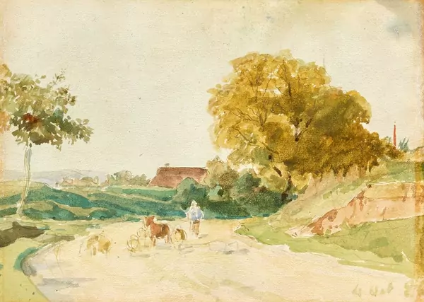 ALBERT ANKER — Landschaft mit Hirte. 1886. — Koller Auktionen