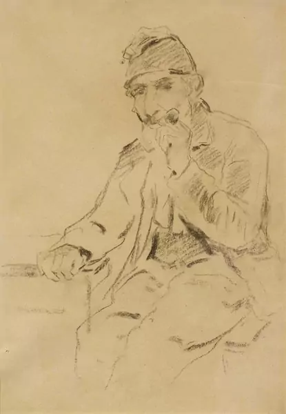 ALBERT ANKER — Sitzender älterer Mann mit Pfeife. — Koller Auktionen