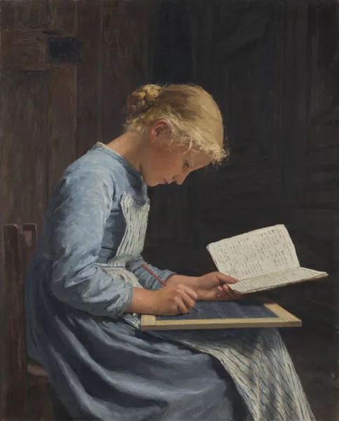 Albert Anker — Fleissig / Appliquée, 1886
