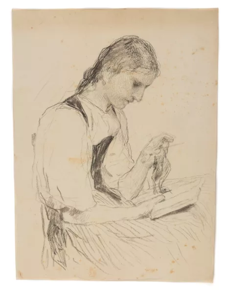 Albert Anker — Jeune femme à l'ouvrage