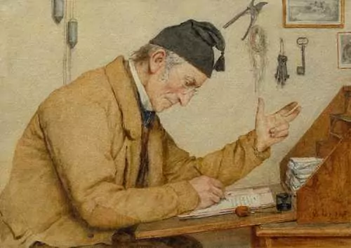 ALBERT ANKER — Vieil homme écrivant, 1905. — Koller Auktionen