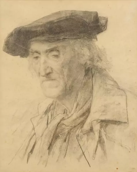 ALBERT ANKER — Portrait of a man with beret. — Koller Auktionen