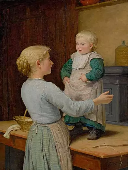 ALBERT ANKER — Die ältere Schwester. Um 1889. — Koller Auktionen