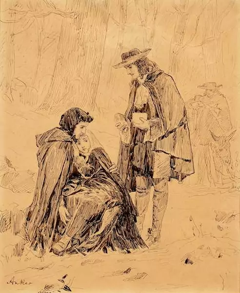 ALBERT ANKER — Französische Protestanten auf der Flucht (Hugenotten im Schnee). Um 1886. — Koller Auktionen
