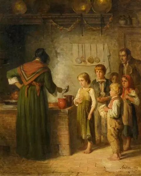 ANKER, ALBERT — Soup for the Poor. 1859. — Koller Auktionen