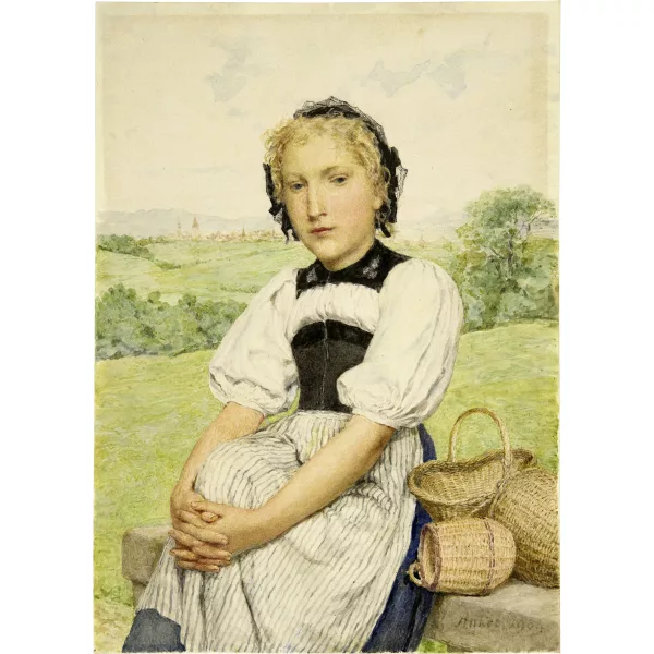 Albert Anker — Mädchen mit drei Körben