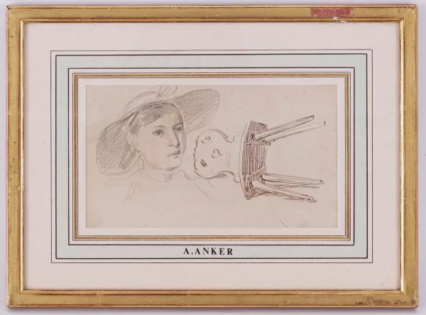 Albert Anker — Portrait de jeune fille et étude de chaise,