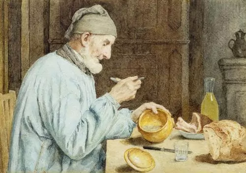 ALBERT ANKER — Mann beim Suppe essen. 1905. — Koller Auktionen