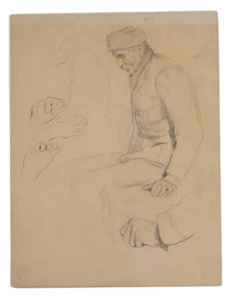 Albert Anker — Diverses études (têtes, homme, campagne, fauteuil et intérieurs)
