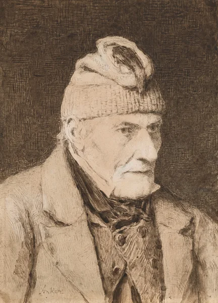 Albert Anker — Bildnis eines alten Bauern, um 1900