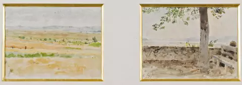 Getreidefelder bei Ins und Bank in Ins, 1885