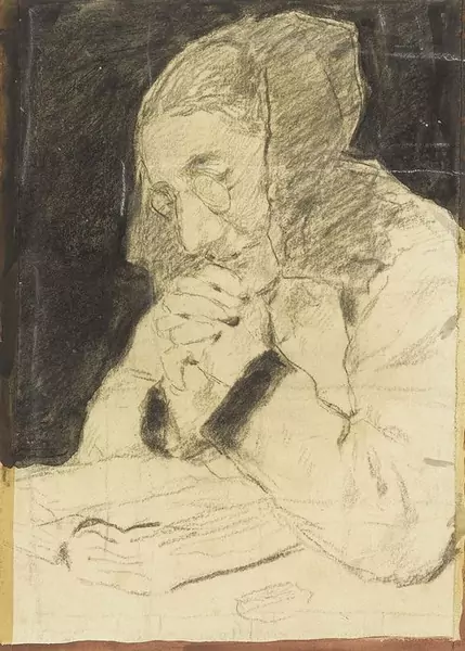ALBERT ANKER — Studie zu "Lesende Grossmutter" (recto); Studie zu "Schreibendes Mädchen" (verso). — Koller Auktionen