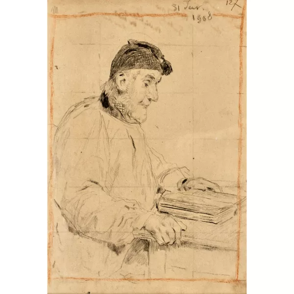 Albert Anker — Älterer Mann mit Zipfelmütze und Buch.