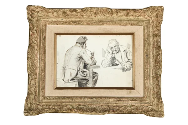 Albert Anker — Recto: Mann mit Mütze und Pfeife / Lesender Mann; Verso: Schnapstrinker