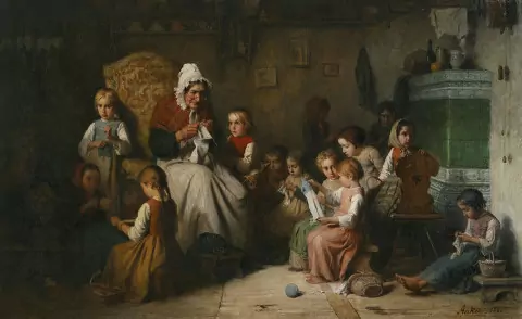 Die Strickschule, 1860