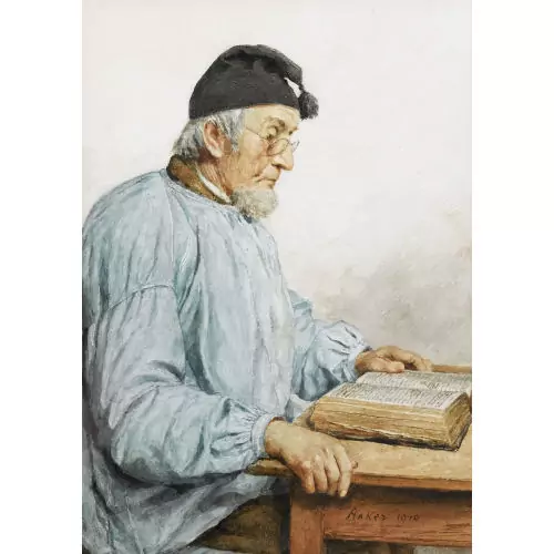 Lesender alter Bauer