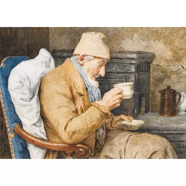 Grossvater mit Kaffeetasse