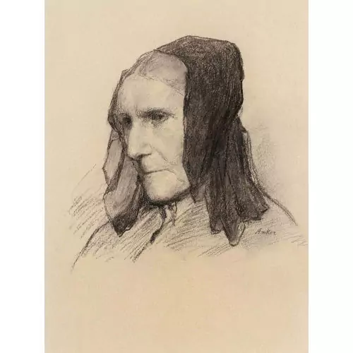 Alte Frau mit Haube