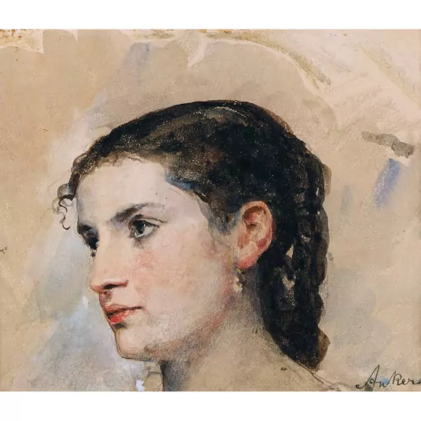 "Tête de jeune fille aux yeux très profonds"