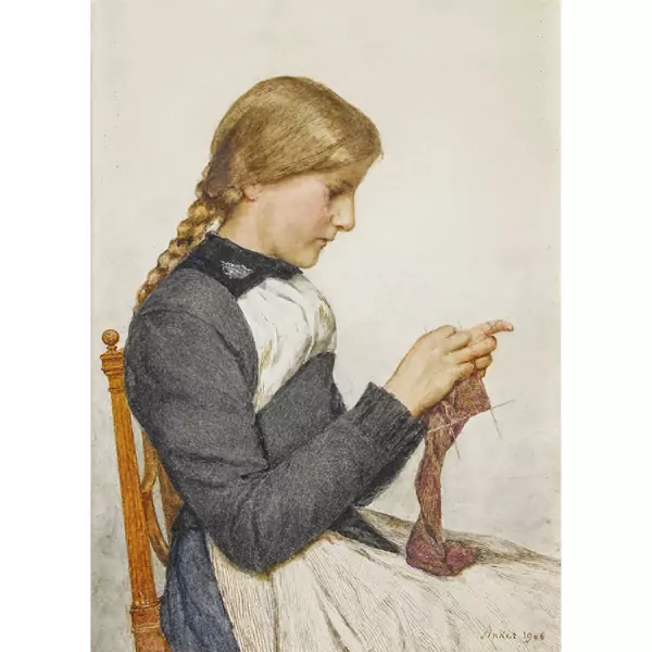 "Strickendes Mädchen"