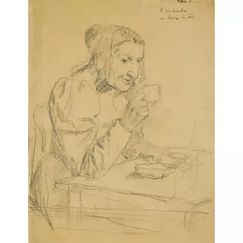 Bäuerin beim Kaffee