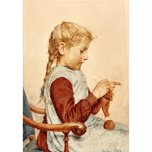 Strickendes Mädchen