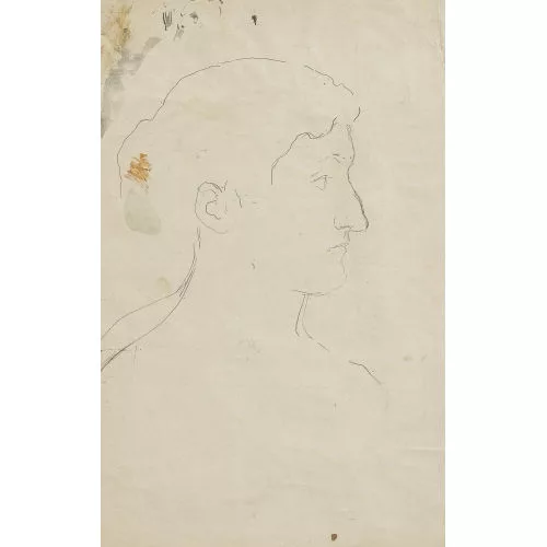 Albert Anker — Skizze eines Frauenkopfes nach rechts.