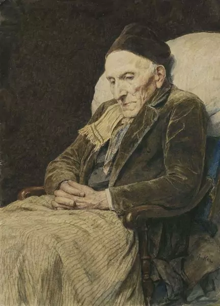 ALBERT ANKER — Grossvater im Lehnstuhl. — Koller Auktionen