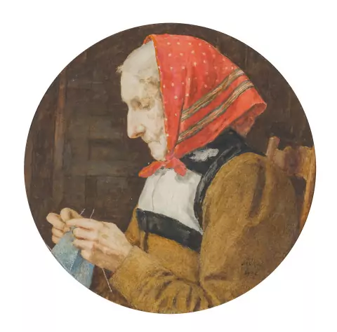 Grossmutter beim Stricken, 1906
