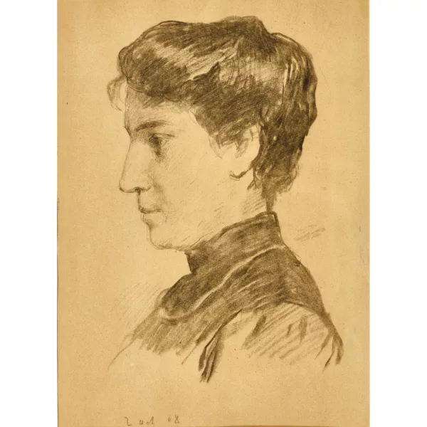 Albert Anker — Frauenprofil nach links.