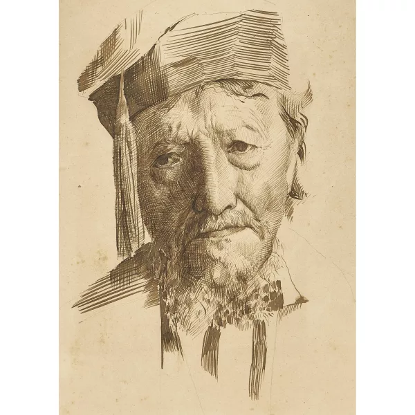 Albert Anker — Kopfporträt eines Bauern.