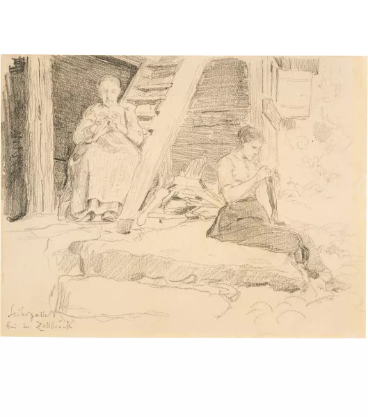 Albert Anker — Strickende Frauen (Seilergasse bei der Zollbrück, Studie)