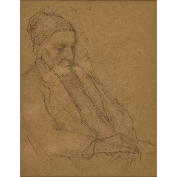 Albert Anker — In Gedanken versunkener älterer Mann.