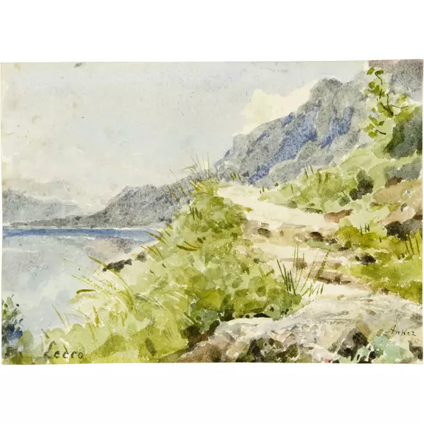 Albert Anker — Uferpartie bei Lecco am Comersee — Galerie Kornfeld