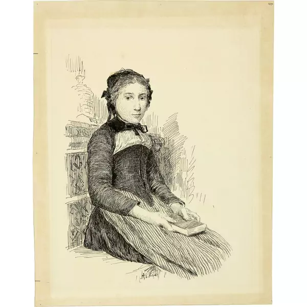 Albert Anker — Bäbeli Illustration zu Gotthelfs "Dursli der Branntweinsäufer - oder der heilige Weihnachtsabend" — Galerie Kornfeld