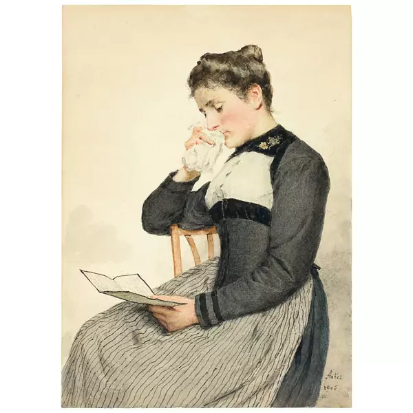 Albert Anker — Der Kondolenzbrief — Galerie Kornfeld