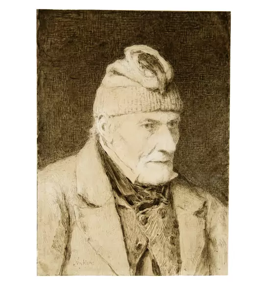 Albert Anker — Bildnis eines alten Bauern — Galerie Kornfeld