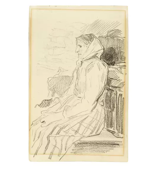 Albert Anker — Sitzende Bäuerin — Galerie Kornfeld