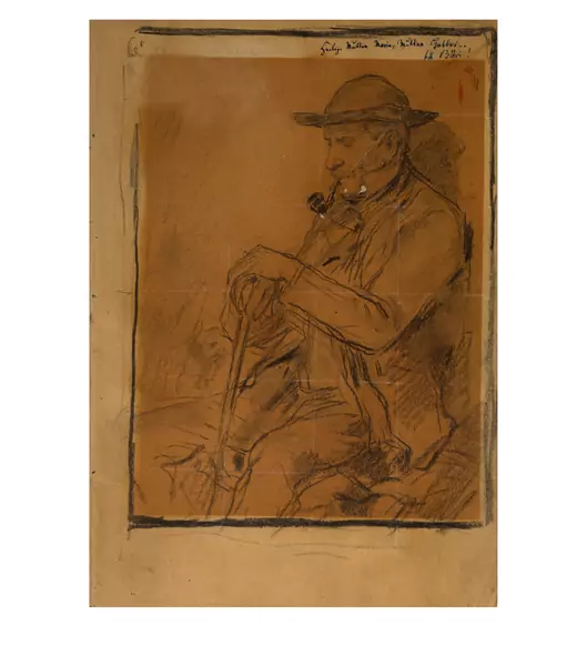 Albert Anker — Grossvater, Pfeife rauchend — Galerie Kornfeld