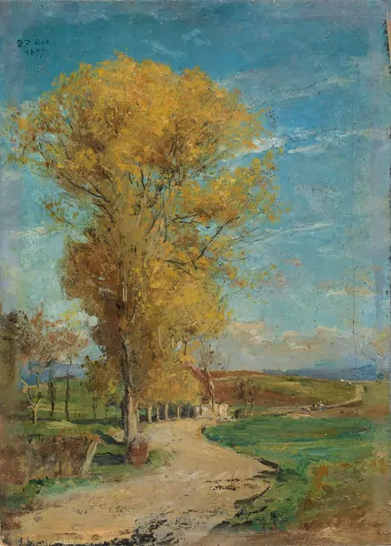 Albert Anker — Herbstlandschaft – Paysage d’automne – Arbres en automne — Galerie Kornfeld